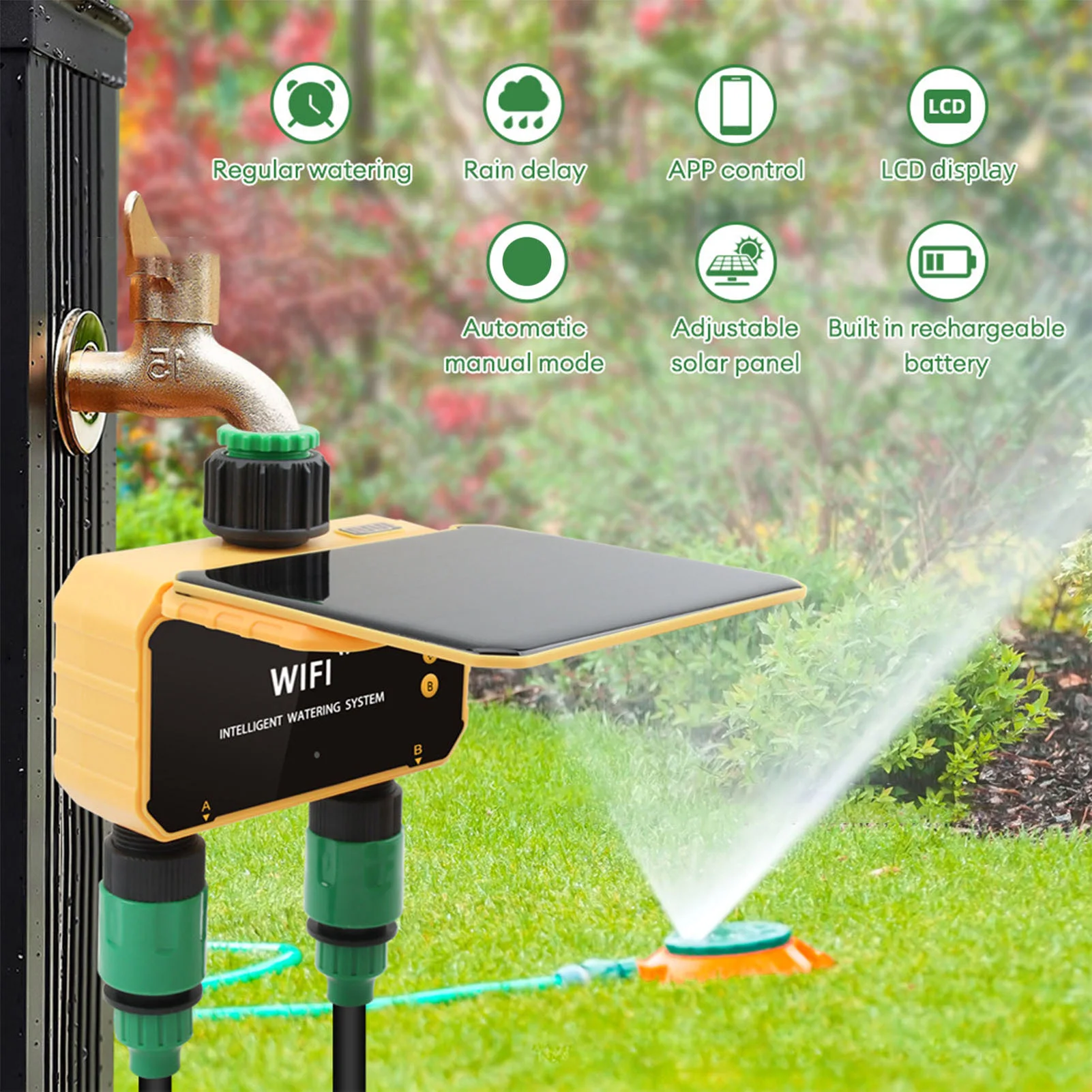 Smart Garden Sprinkler - Timer Irigasi Cerdas WiFi Tenaga Surya