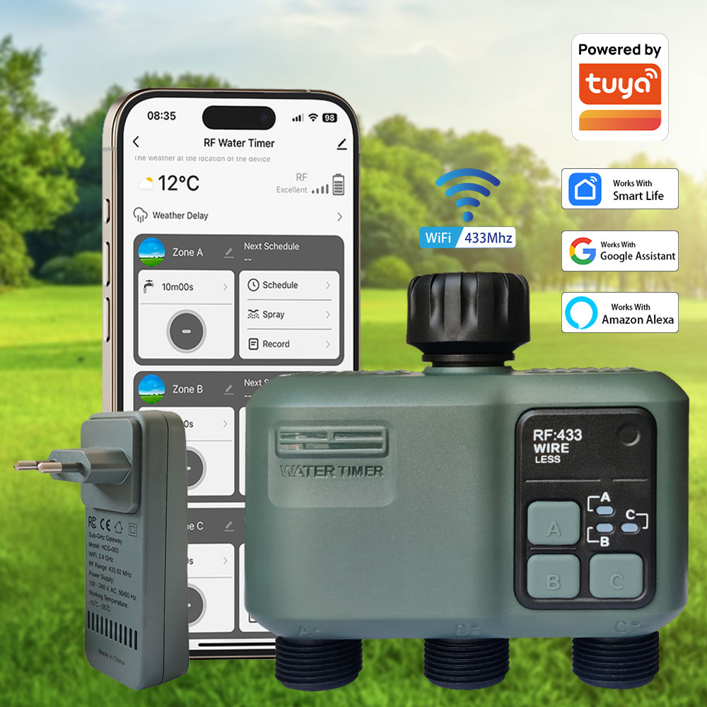 Smart Garden Timer - Tuya Wifi+RF433 Timer Air 3-outlet untuk